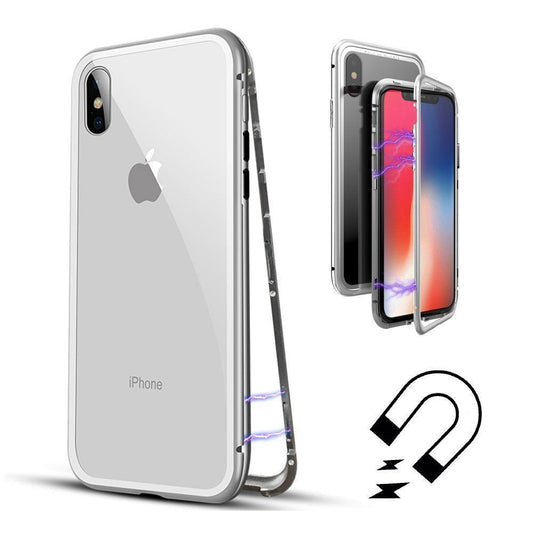 Case For iPhone Xs White Magnetic Absorption Metal Edge Case Cover FoneFunShop   