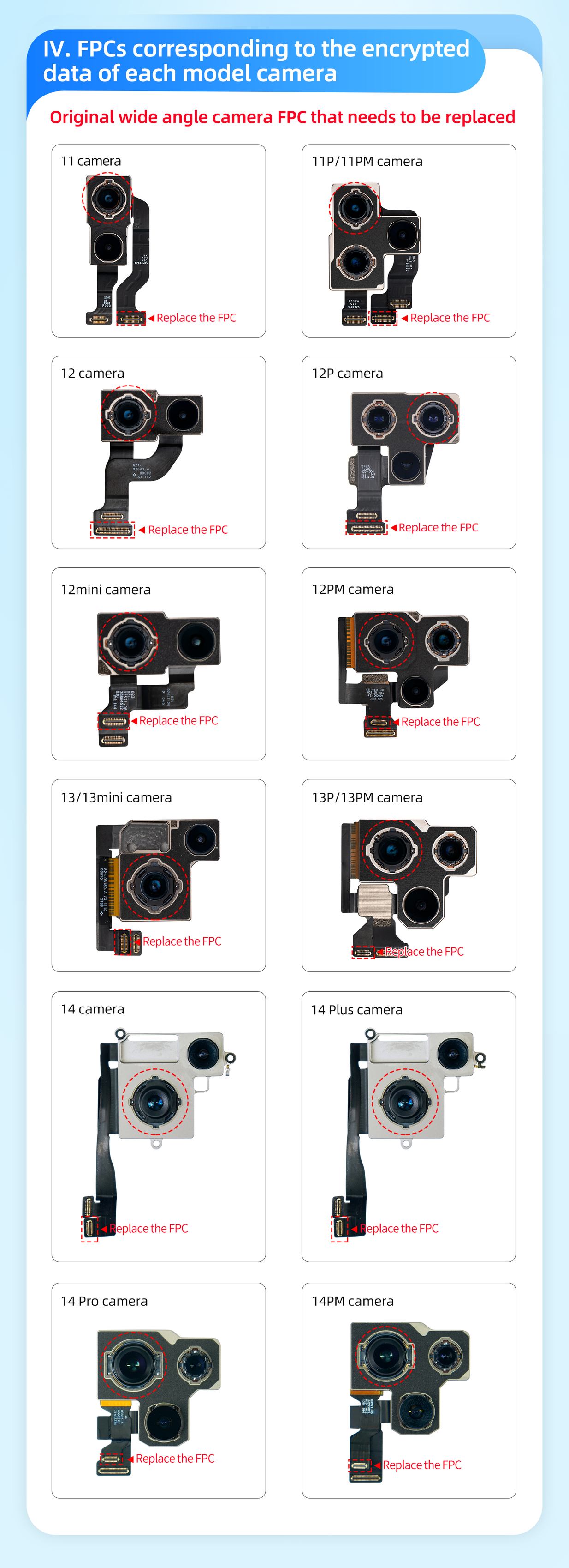 JC ID V1S E Wide Rear Camera Repair Module PCB Board Add On For iPhone XR 12PM Camera FoneFunShop   