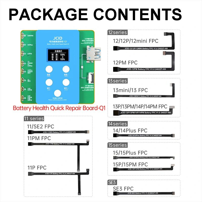 JCID Q1 Battery Quick Repair Board Read Write Programmer For iPhone Batteries Battery FoneFunShop   