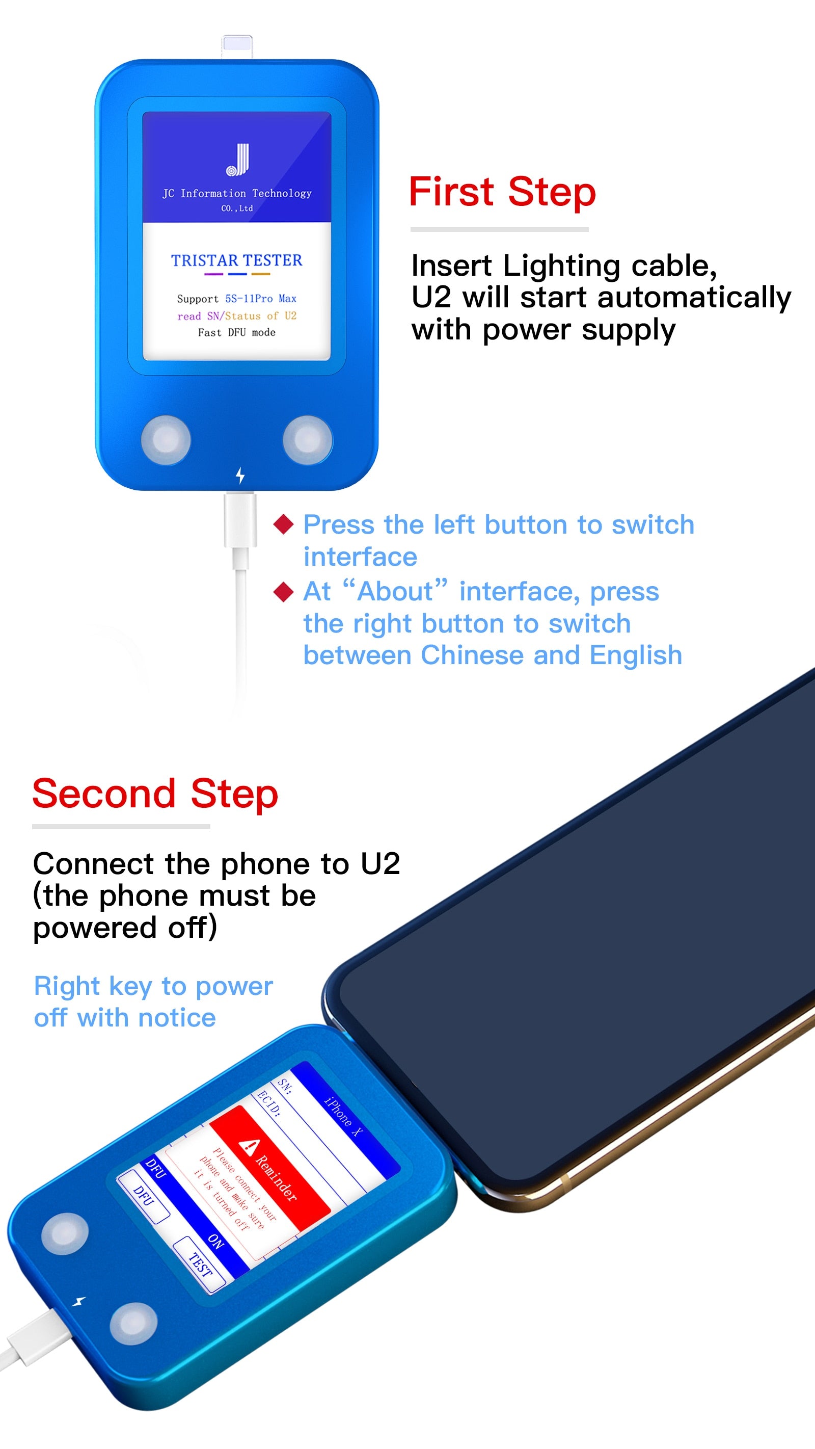 Charging IC Tester For iPhone JC U2 Tristar Jc id FoneFunShop   