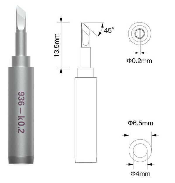 Angled Soldering Tip QianLi 936 K0.2 45 Degree For Micro Soldering Solder FoneFunShop   