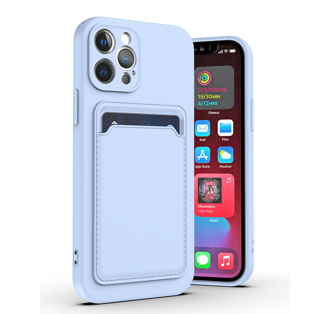 Case For iPhone 14 Pro Max 15 PM Silicone Card Holder Protection in Lavender Case Cover FoneFunShop   