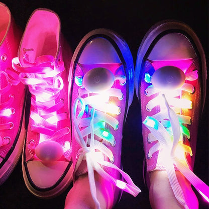 LED Shoe Laces Flash Light Up Colours Glow Flashing Shoelaces White Flash Light FoneFunShop   