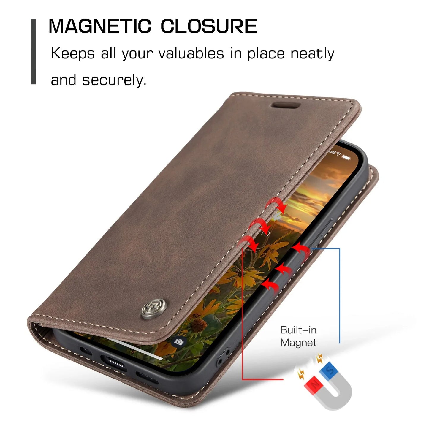 Flip Case For iPhone 16 / 16 Plus / 16 Pro / 16 Pro Max PU leather Wallet Stand Case Cover FoneFunShop   