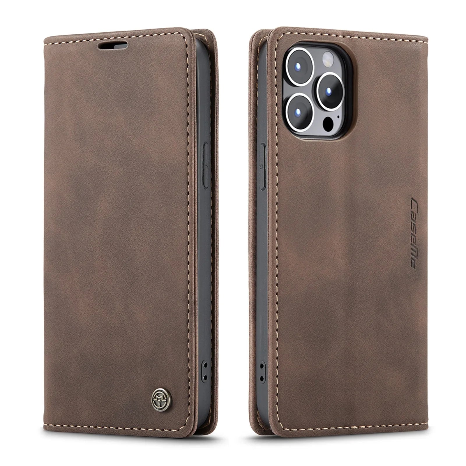 Flip Case For iPhone 16 / 16 Plus / 16 Pro / 16 Pro Max PU leather Wallet Stand Case Cover FoneFunShop iPhone 16 Brown 