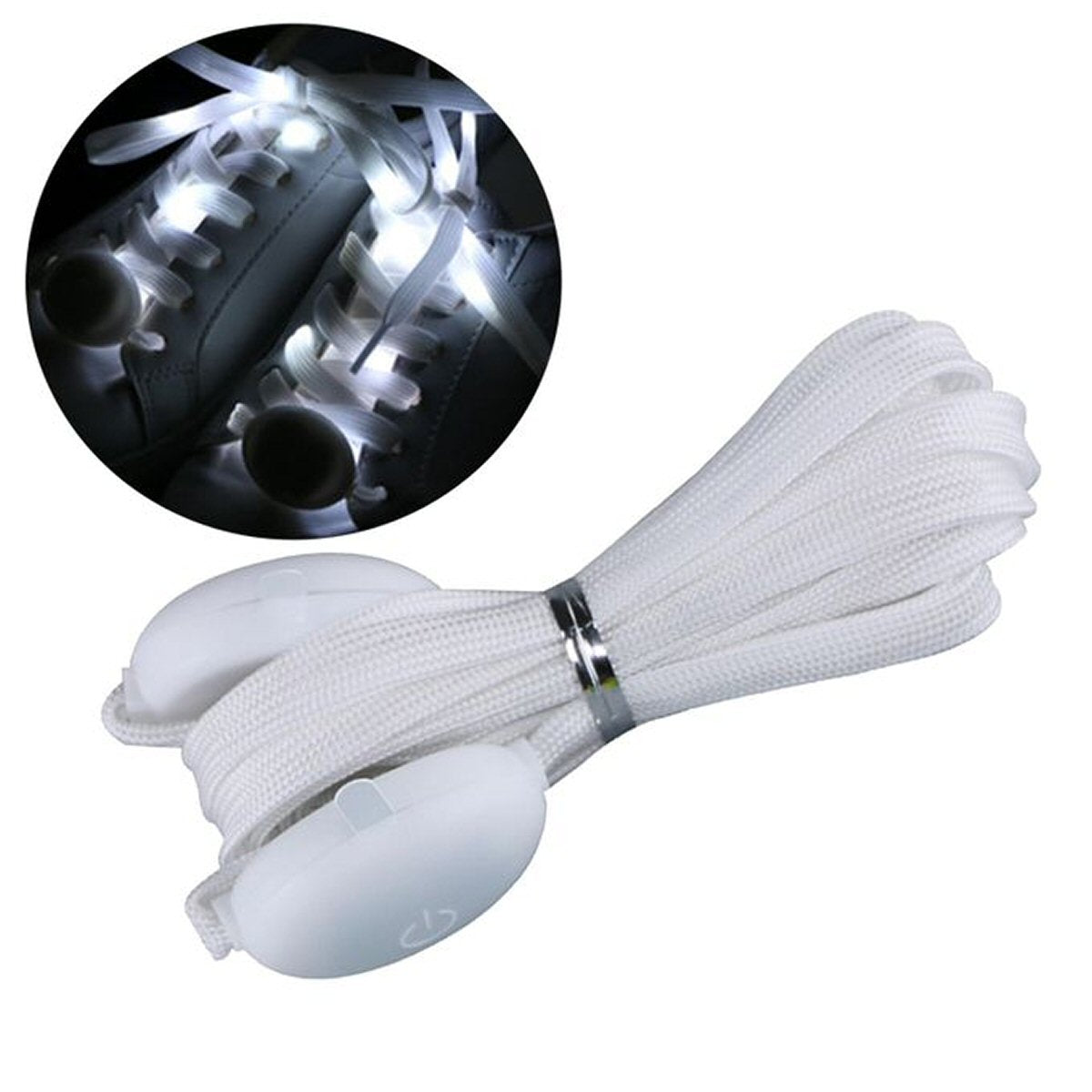 LED Shoe Laces Flash Light Up Cool White Glow Flashing Shoelaces White Flash Light FoneFunShop   