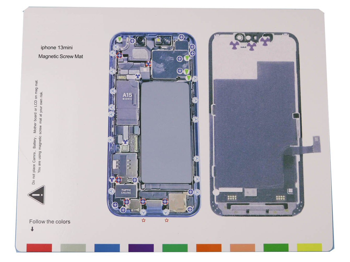 Magnetic Screw Mat Phone Repair Disassembly Guide For iPhone 13 Mini Magnetic Screw FoneFunShop   