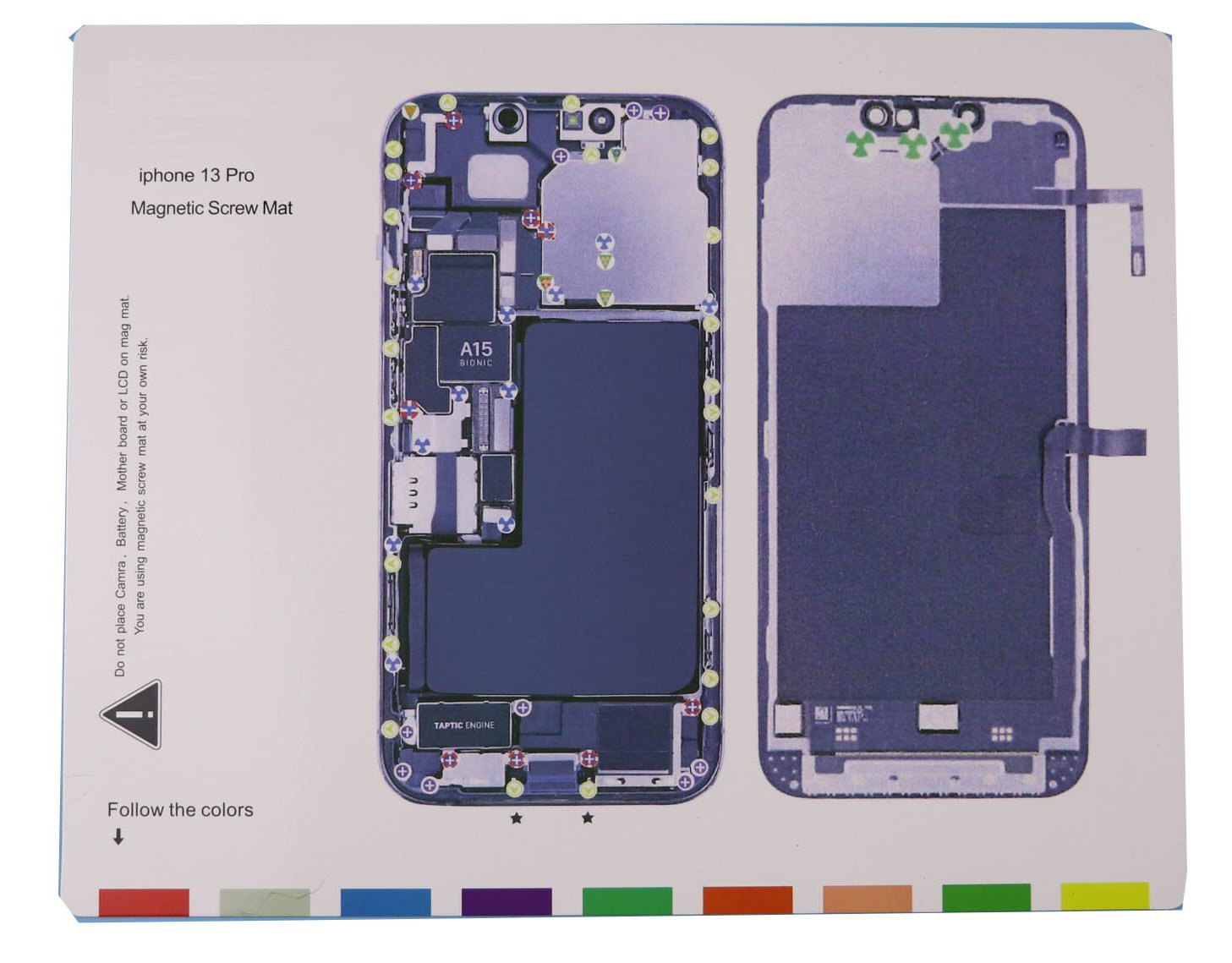 Magnetic Screw Mat Phone Repair Disassembly Guide For iPhone 13 Pro Magnetic Screw FoneFunShop   