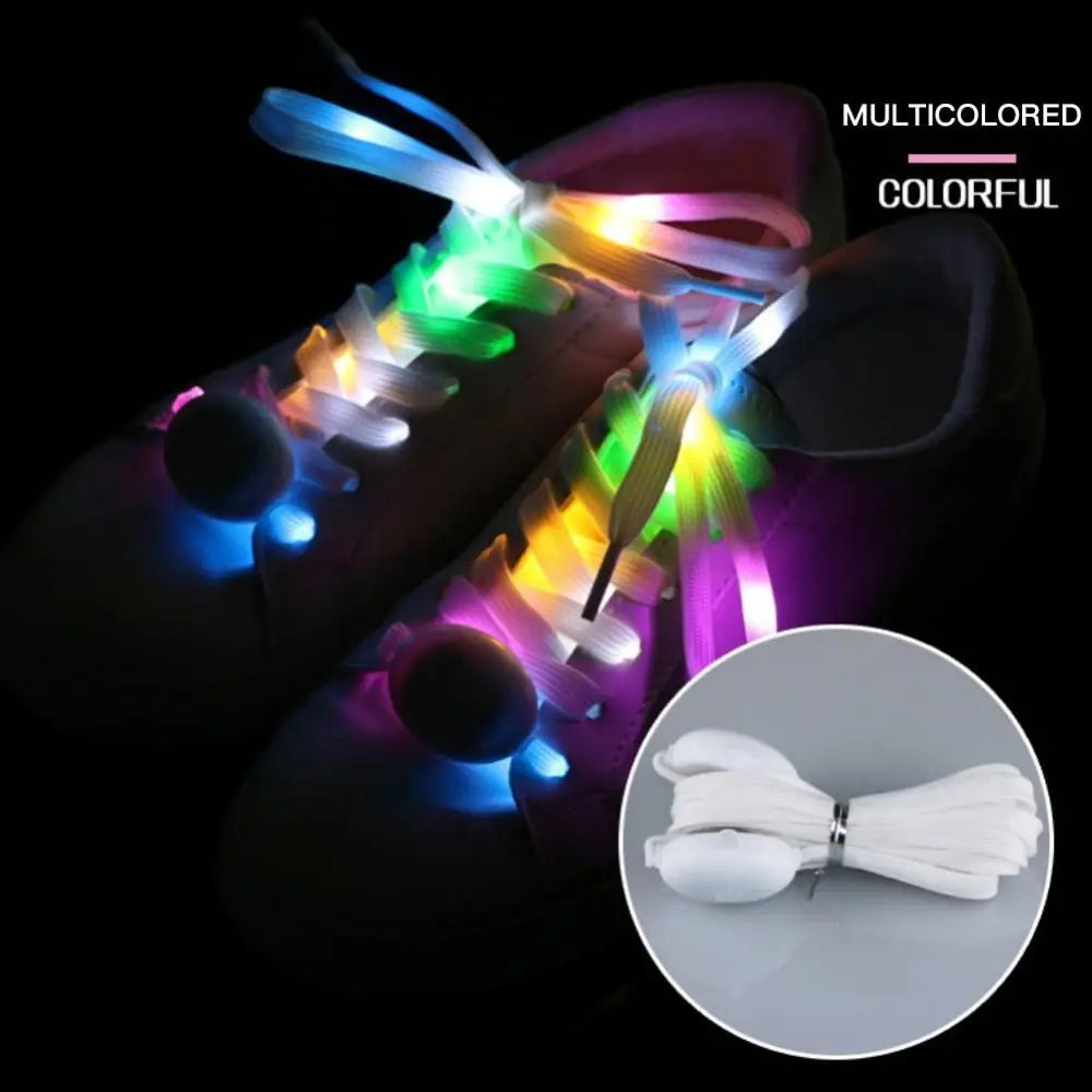 LED Shoe Laces Flash Light Up Rainbow Colours Glow Flashing Shoelaces Flash Light FoneFunShop   