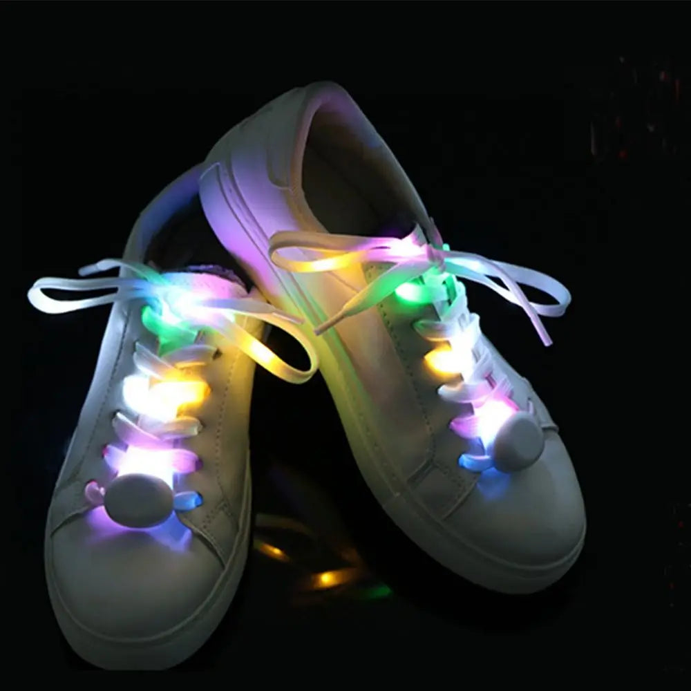 LED Shoe Laces Flash Light Up Rainbow Colours Glow Flashing Shoelaces Flash Light FoneFunShop   