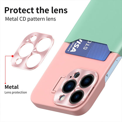 Case For iPhone 14 Plus in Blue Card Holder Lens Protector Stand Case Cover FoneFunShop   