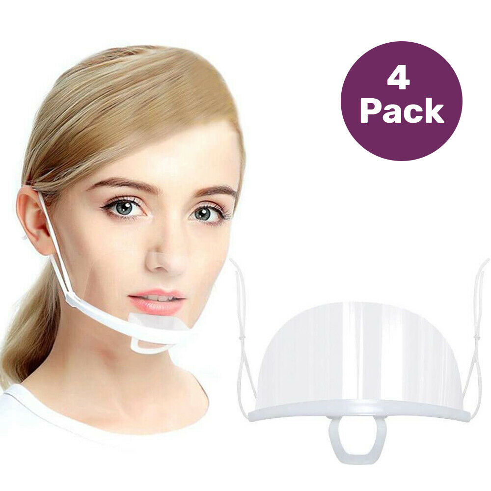 Reusable Mouth Shield Cover Transparent Anti Fog Pack of 4  FoneFunShop   