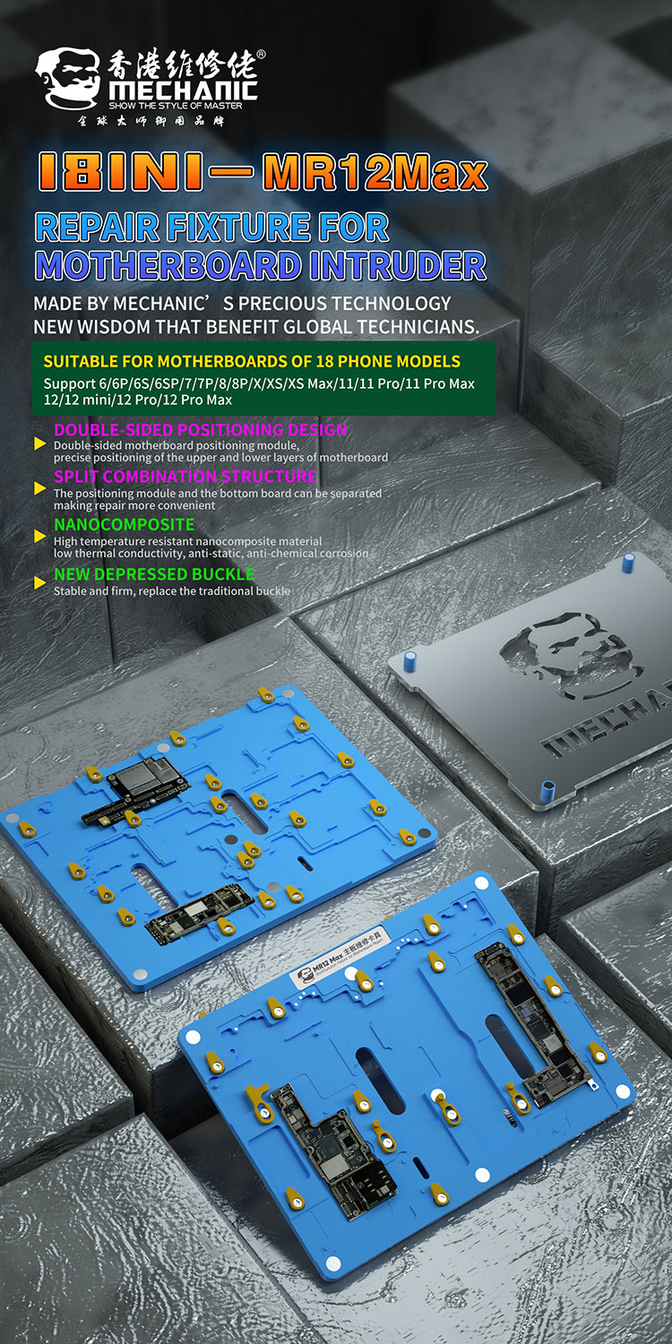 PCB Holder For iPhone 6s to 12 Pro Max Mechanic MR12Max Logicboard Repair  FoneFunShop   