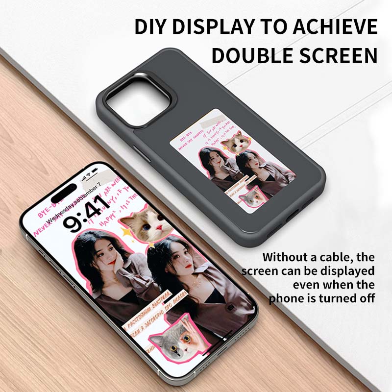 Case for iPhone 14 With NFC E Ink Smart Display for Photos / Images Case Cover FoneFunShop   