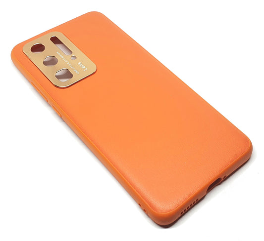 Case For Huawei P40 Pro Meephone Orange Hard Back PU Leather Effect Case Cover FoneFunShop   