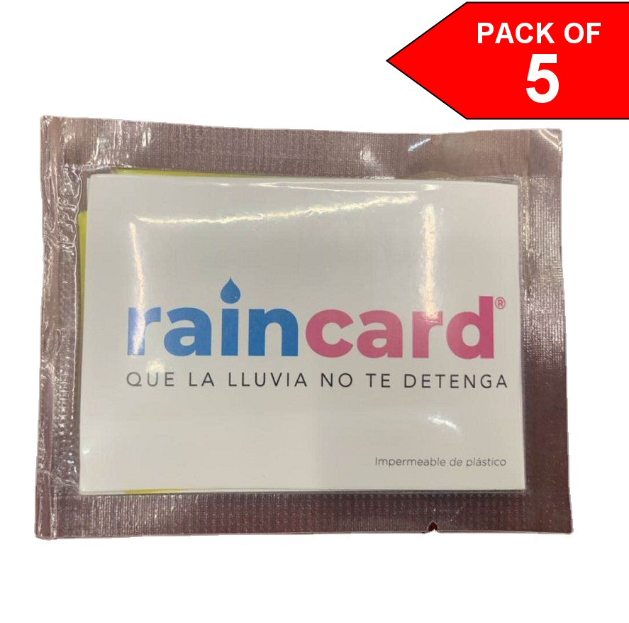 Pocket Poncho Rain Cards Pack of 5 Emergency Disposable For Your Wallet Rain Poncho FoneFunShop   