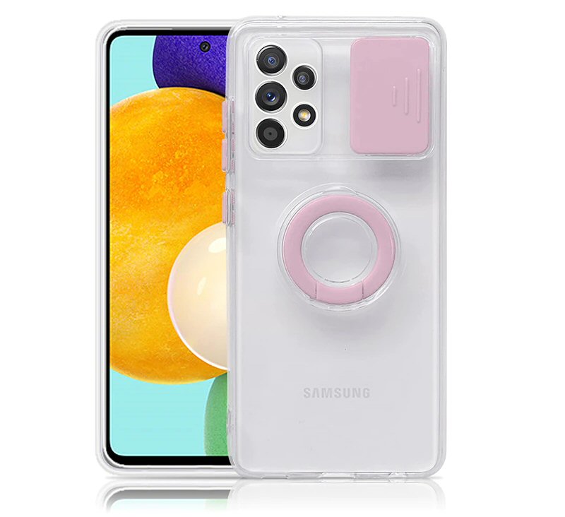 Case For Samsung A22 A226B 5G Pink With Camera Protection Hand Ring Case Cover FoneFunShop   