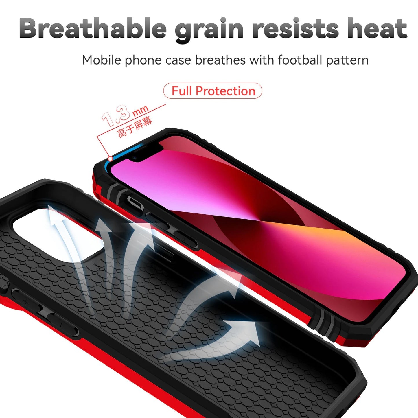 Case For iPhone 14 Plus 15 Plus Red Armoured With Ring Holder Stand Camera Case Cover FoneFunShop   