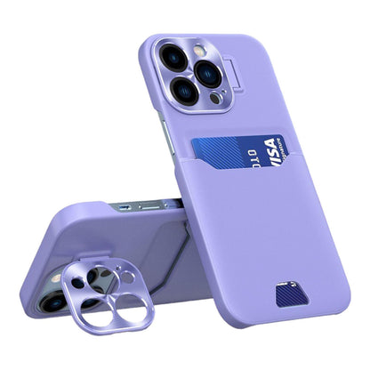 Case For iPhone 14 in Purple Card Holder Lens Protector Stand Case Cover FoneFunShop   