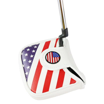 PU Leather USA Flag Golf Square Mallet Putter Club Cover Headcover Golf Accessorise FoneFunShop   