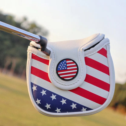 PU Leather USA Flag Golf Square Mallet Putter Club Cover Headcover Golf Accessorise FoneFunShop   