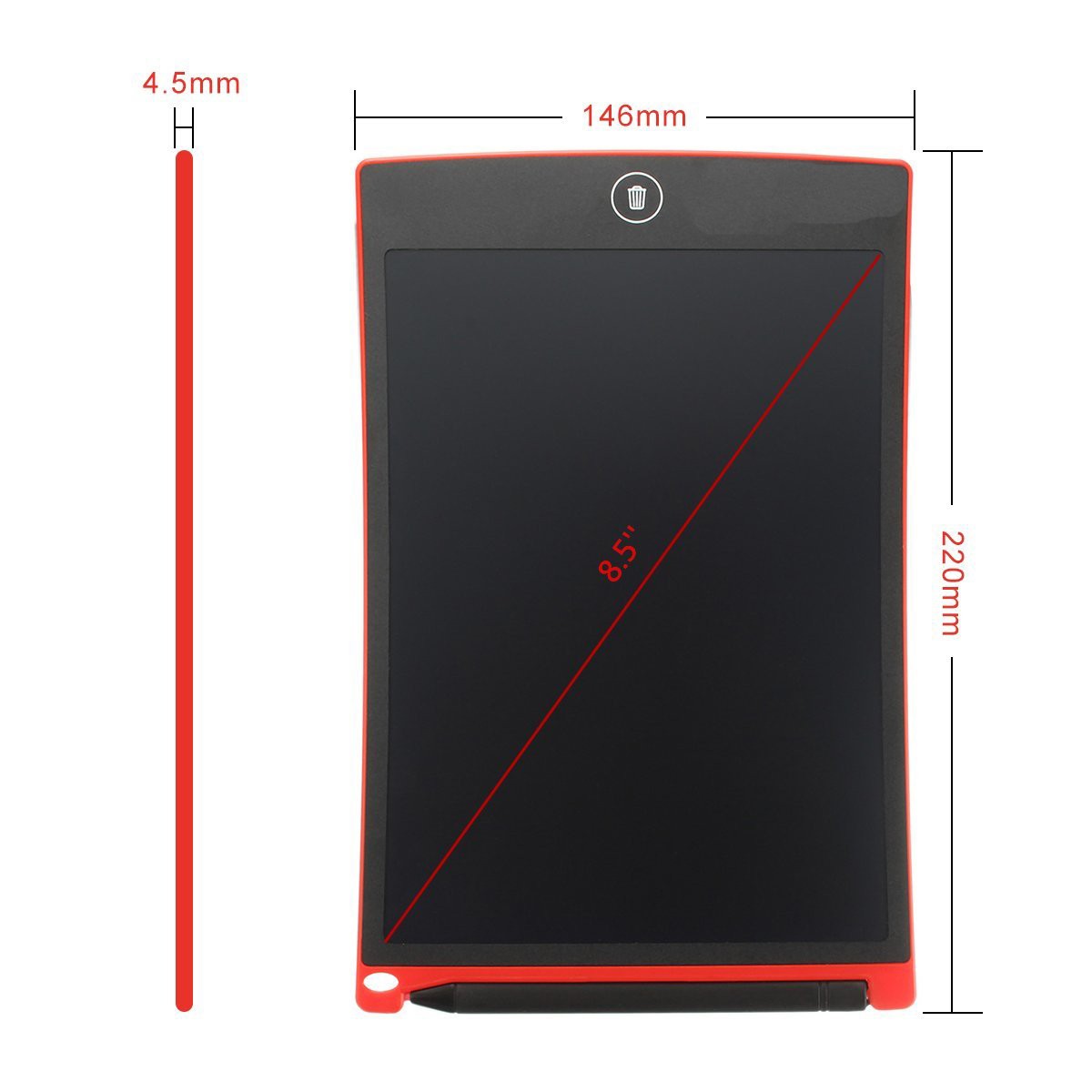 Writing Drawing Tablet Pad Portable 8.5 inch Red  FoneFunShop   