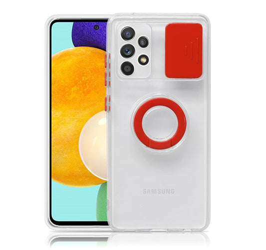 Case For Samsung A22 A226B 5G Red With Camera Protection Hand Ring Case Cover FoneFunShop   