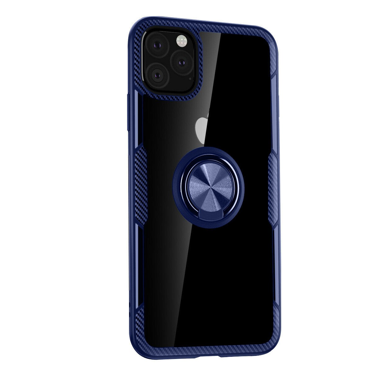 Case For iPhone 11 Pro Blue Slim Clear Cover With Magnetic Ring Holder Stand Case Cover FoneFunShop   