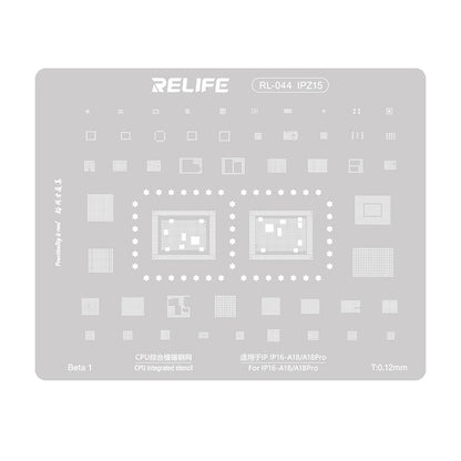 Reballing Stencil For iPhone 16 A18/A18Pro IC CPU 0.12mm Relife RL-044 IPZ15 Stencil FoneFunShop   