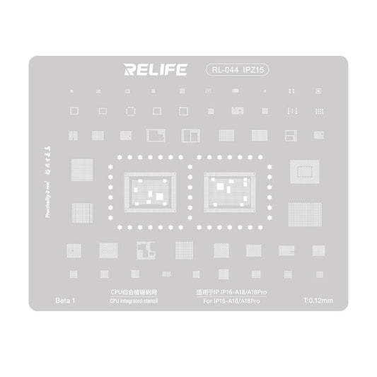 Reballing Stencil For iPhone 16 A18/A18Pro IC CPU 0.12mm Relife RL-044 IPZ15 Stencil FoneFunShop   