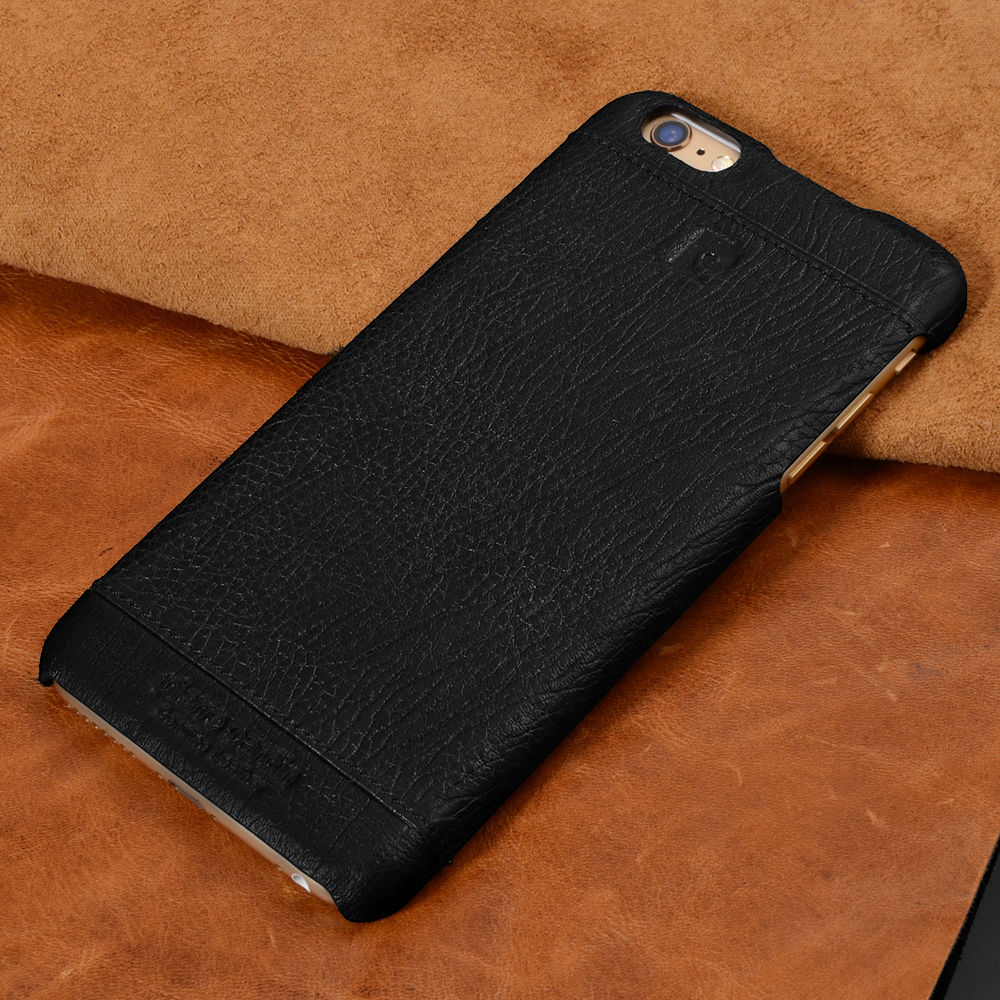 Case For iPhone 6 6S Plus Pierre Cardin Genuine Leather Back Cover in Black Case Cover FoneFunShop   