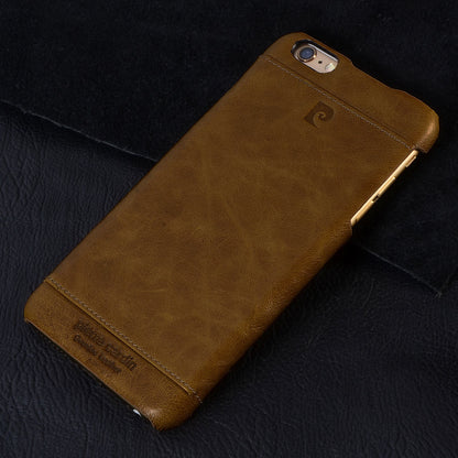 Case For iPhone 6 6S Pierre Cardin Genuine Leather Back Cover in Brown Case Cover FoneFunShop   