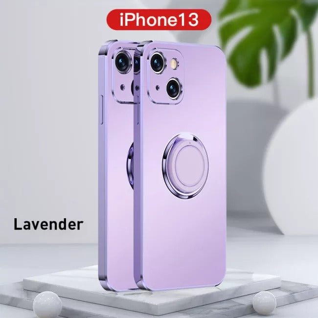 Case For iPhone 13 Pro Max in Lavender Luxury Plating Magnetic Car Ring Case Cover FoneFunShop   