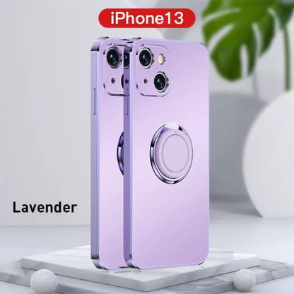 Case For iPhone 13 in Lavender Luxury Plating Magnetic Car Ring Case Cover FoneFunShop   