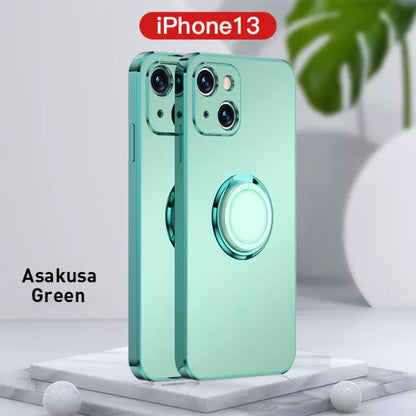 Case For iPhone 13 in Green Luxury Plating Magnetic Car Ring Case Cover FoneFunShop   