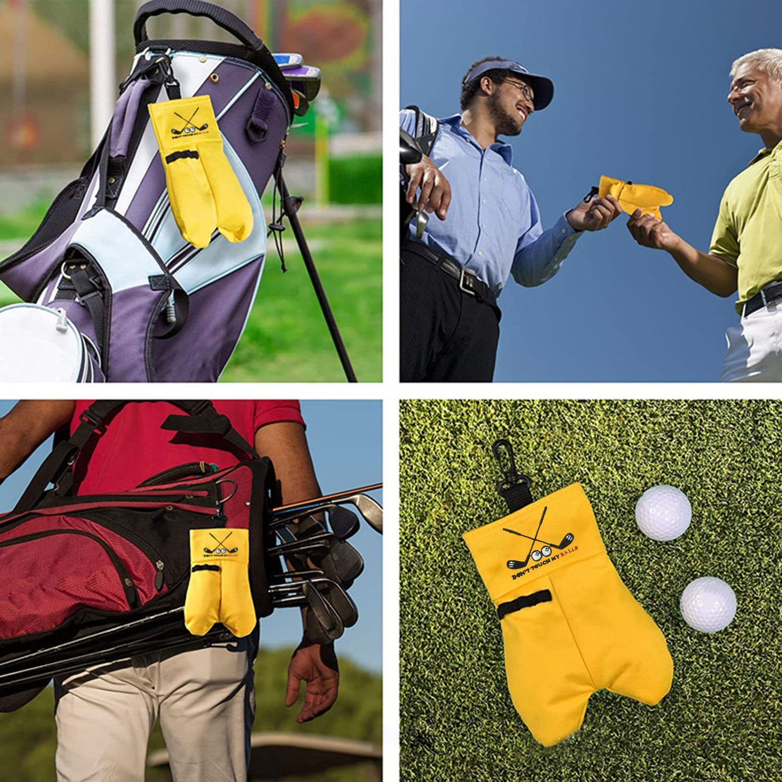 Golf Tee and Ball Holder with Carabiner Hook Holder Clasp in Yellow Golf FoneFunShop   