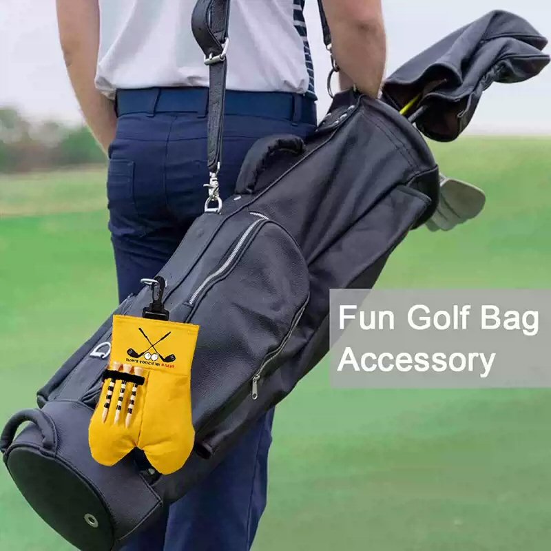 Golf Tee and Ball Holder with Carabiner Hook Holder Clasp in Yellow Golf FoneFunShop   