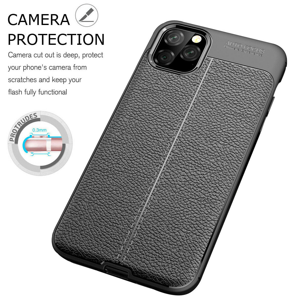 Case For iPhone 11 Black Slimline Low Profile PU Leather Look Protection Case Cover FoneFunShop   