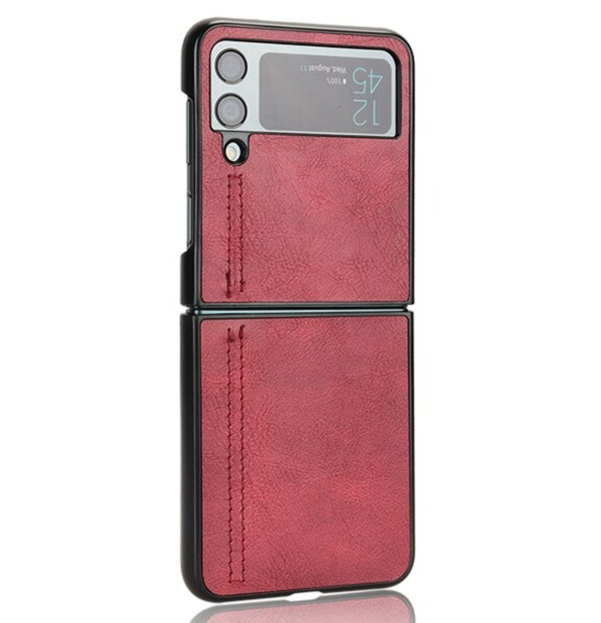 Case For Samsung Z Flip 4 Red Ultra Thin PU Leather Protection Cover Case Cover FoneFunShop   