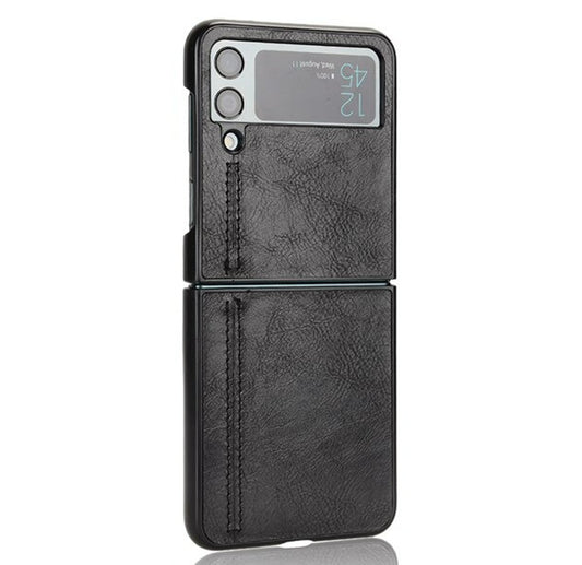 Case For Samsung Z Flip 4 Black Ultra Thin PU Leather Protection Cover Case Cover FoneFunShop   