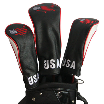 USA Flag Covers Driver 1 3 5 Headcovers 3Pcs Black Golf FoneFunShop   