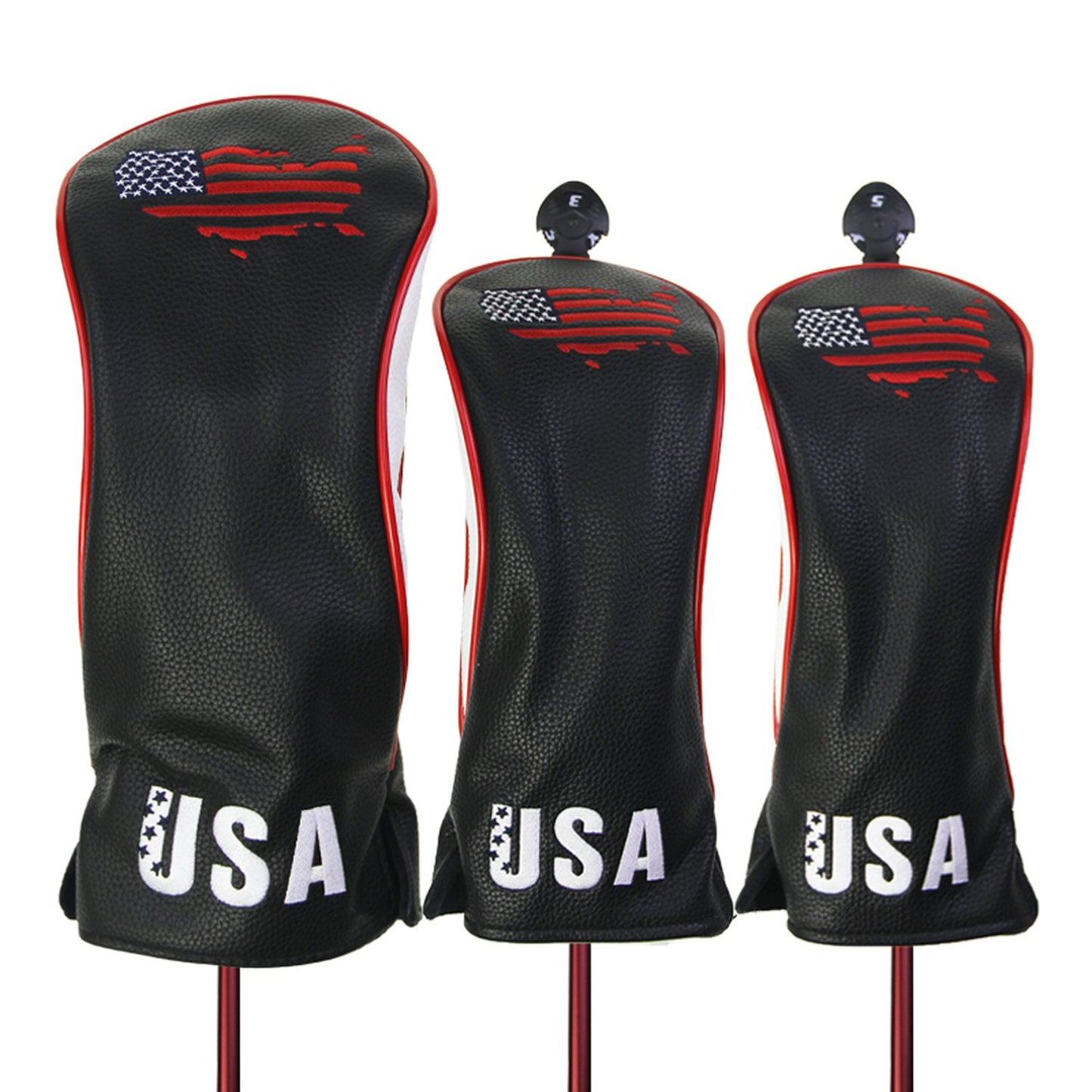 USA Flag Covers Driver 1 3 5 Headcovers 3Pcs Black Golf FoneFunShop   