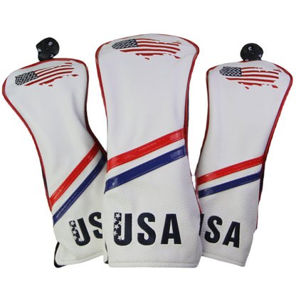 USA Flag Covers Driver 1 3 5 Headcovers 3Pcs White Golf FoneFunShop   