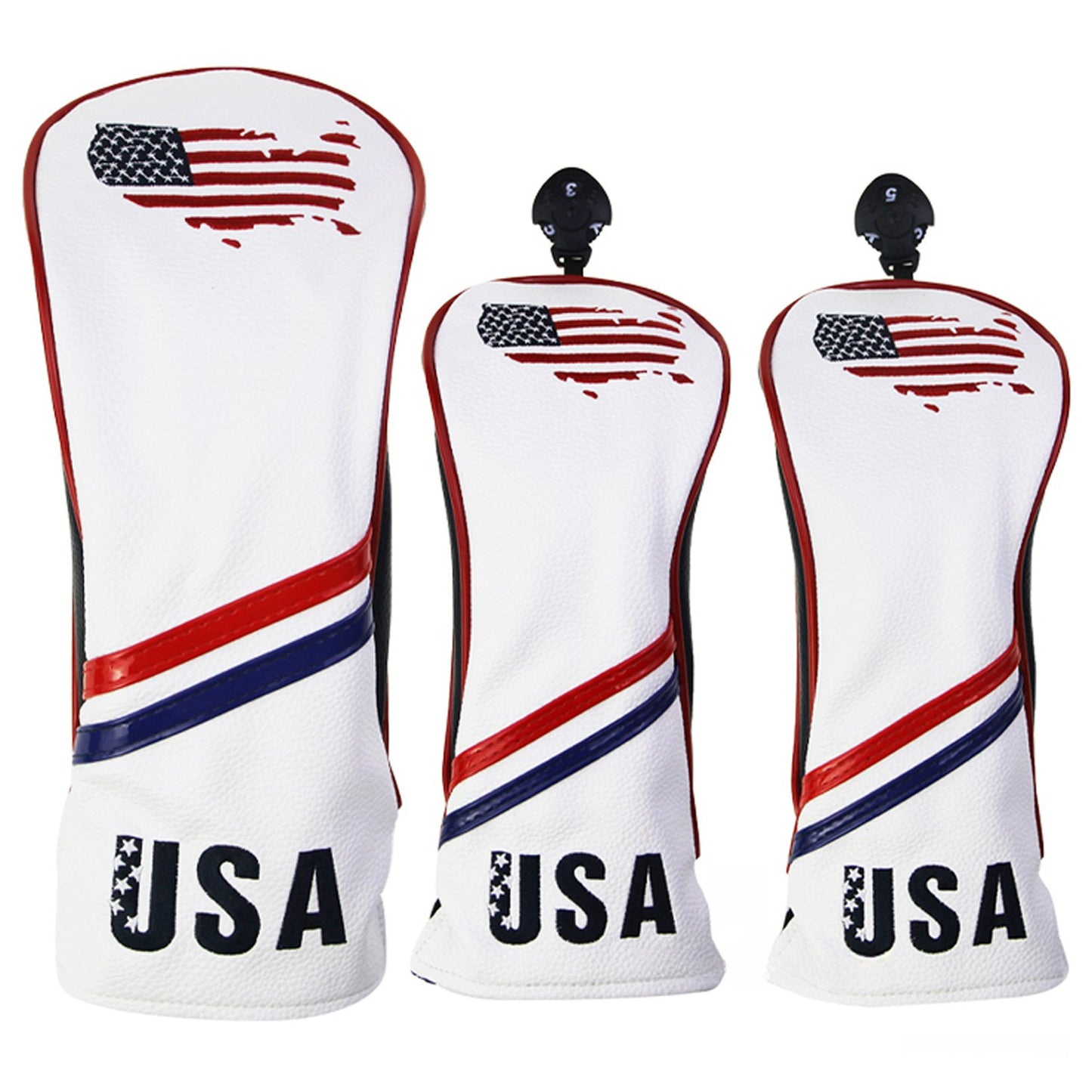 USA Flag Covers Driver 1 3 5 Headcovers 3Pcs White Golf FoneFunShop   