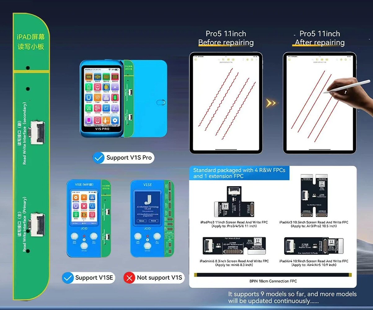 JCID V1SE Screen Read And Write Adapter For iPad MtSN Wavy Lines Repair Add-On Board For JC ID V1SE FoneFunShop   