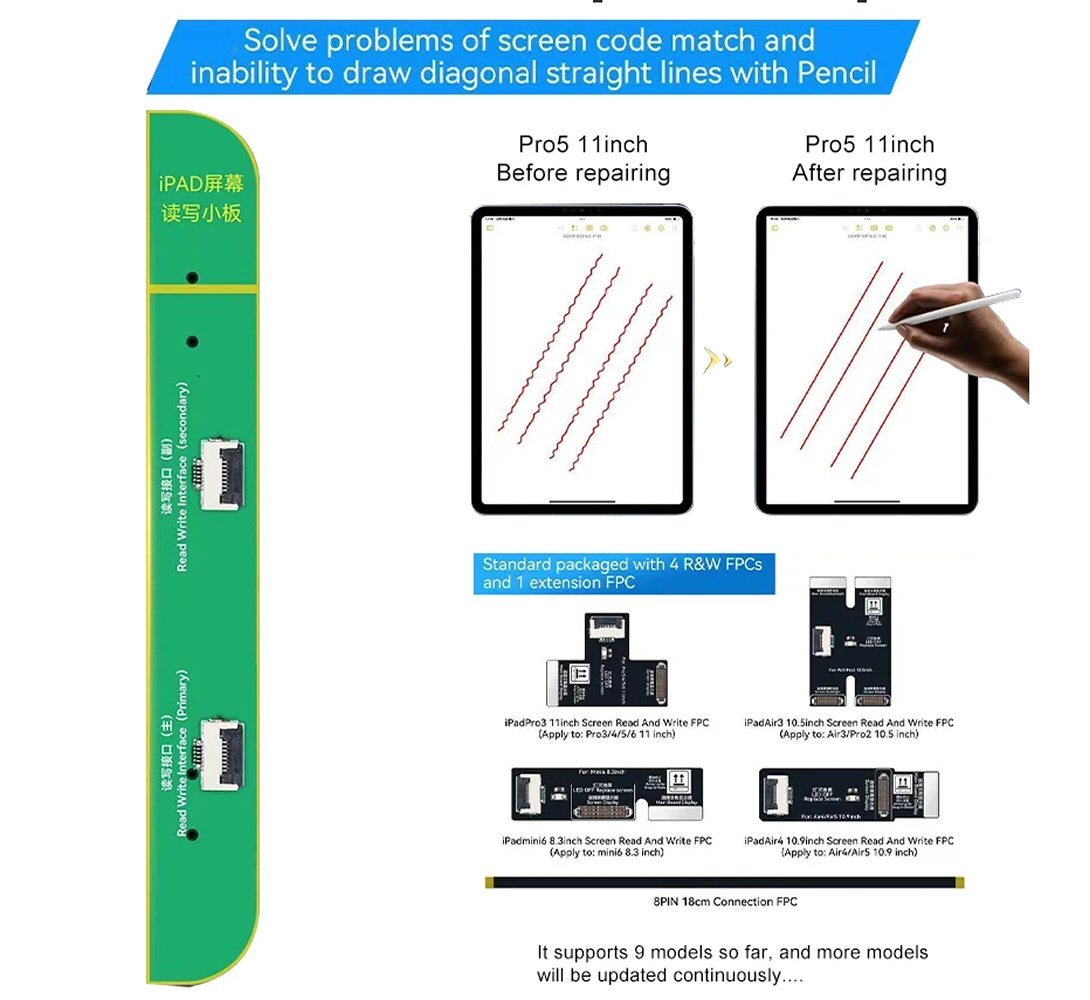 JCID V1SE Screen Read And Write Adapter For iPad MtSN Wavy Lines Repair Add-On Board For JC ID V1SE FoneFunShop   