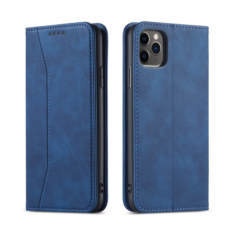 Flip Case For iPhone 15 Leather Multi Card Holder Phone Case Stand in Blue Case Cover FoneFunShop   