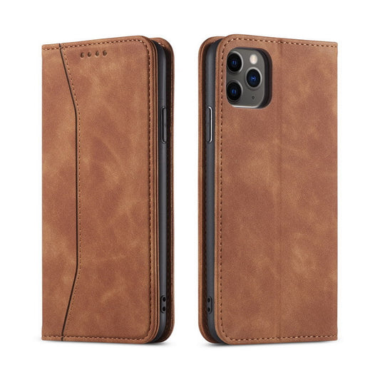 Flip Case For iPhone 15 Leather Multi Card Holder Phone Case Stand in Tan Case Cover FoneFunShop   