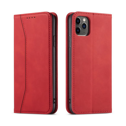 Flip Case For iPhone 15 Plus Leather Multi Card Holder Phone Case Stand in Red Case Cover FoneFunShop   