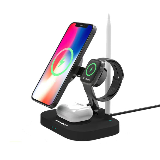 Wireless Charger For Phone Watch Pods Pencil 15W Fast Charge AWEI W22 4 in1 Charger FoneFunShop   